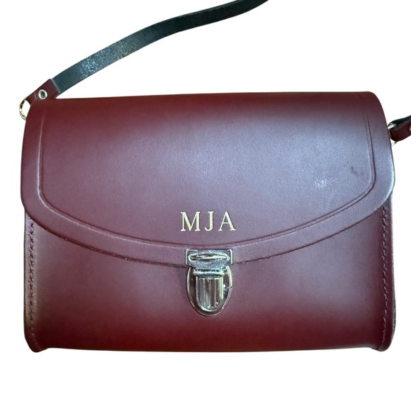 Cambridge Satchel|Women’s The Pushlock Leather Crossbody Bag Monogrammed( MJA) - Picture 6 of 13